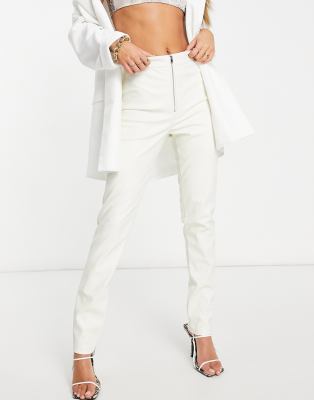 white pleather pants