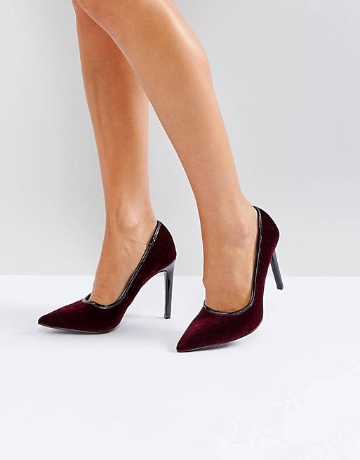Ivyrevel Heeled Velvet Pointed Court Shoe With PU Trim