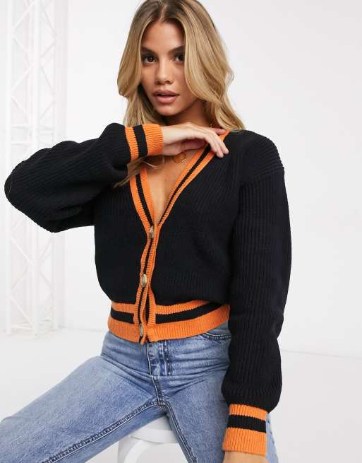 Orange and hot sale black cardigan