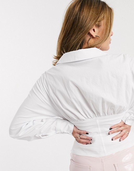 Ivyrevel long sleeve corset detail shirt in white