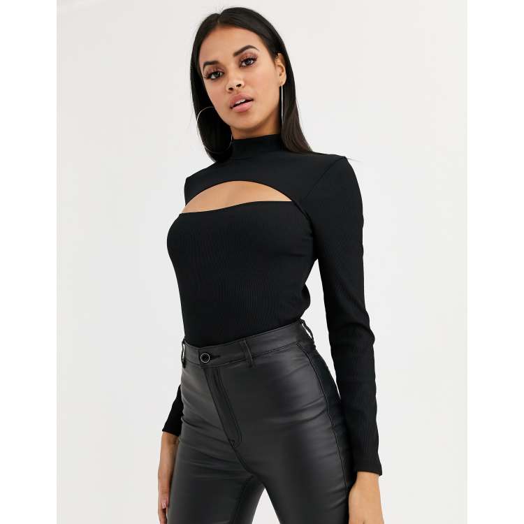 ★ason★ IVY COLLAR LONG SLEEVE BLACK AS_P0000CDN Ivyrevel long sleeve cutout top in black | ASOS