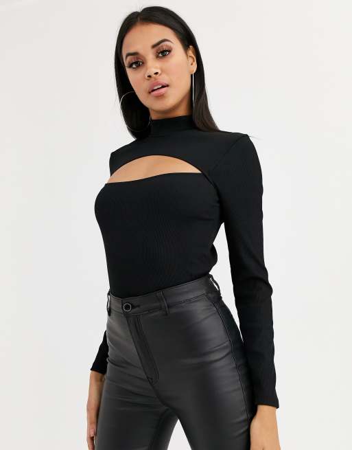 Ivyrevel long sleeve cutout top in black