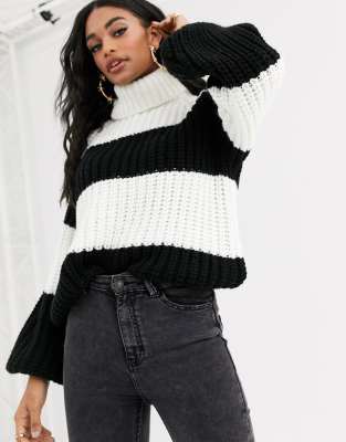 black and white knitted jumper
