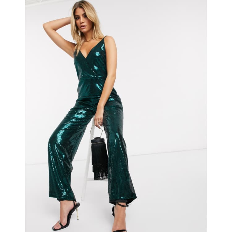 Ivyrevel sequin jumpsuit in dark green | ASOS