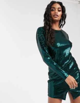 green sequin mini dress