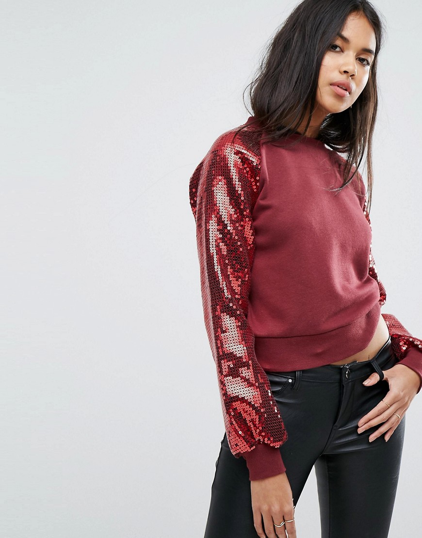 Ivyrevel Sweater met verfraaide pofmouwen-Rood