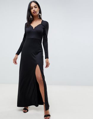 Ivyrevel Sweetheart Maxi Dress With Slit Front-Black