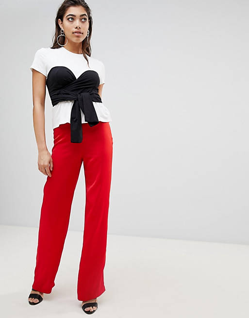 Ivyrevel Wide Leg Trousers with Knot Detail at Waist