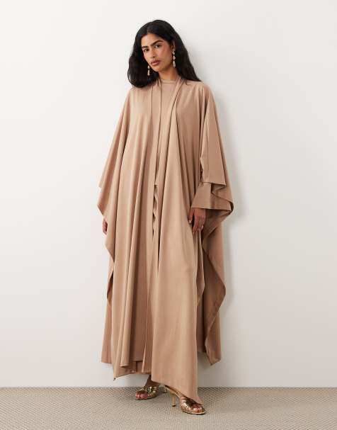 IYAL – Abaya – Camelowy top typu kaftan maxi z mieszanki modalu, część zestawu - view 1