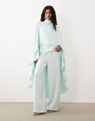 IYAL asymmetrical drape detail cape in mint - part of a set mint