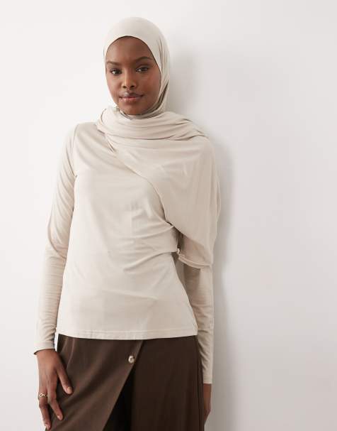IYAL bamboo wrap cape detail top in beige - view 1