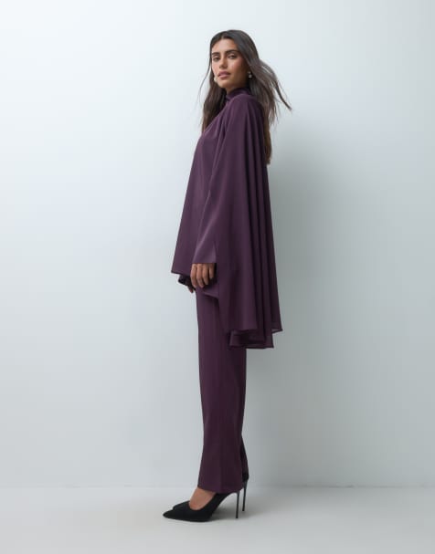 IYAL crepe chiffon bukser med smalle ben, del af sæt i blomme - view 1