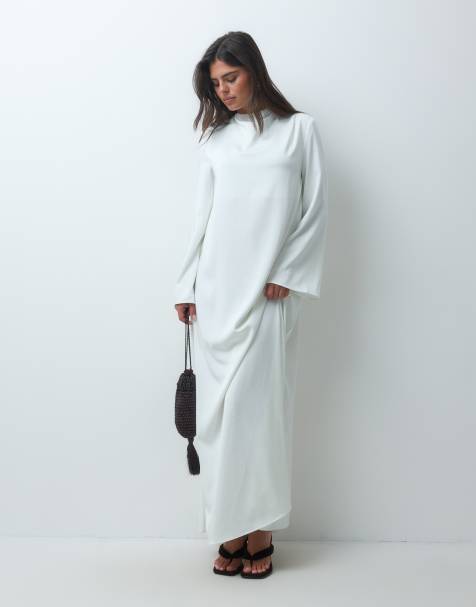 IYAL crepe scarf neck detail maxi dress in off white - view 1