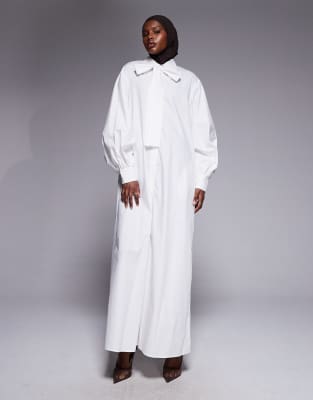 IYAL - Durchgeknöpftes Maxikleid in Weiß mit Kragendetail