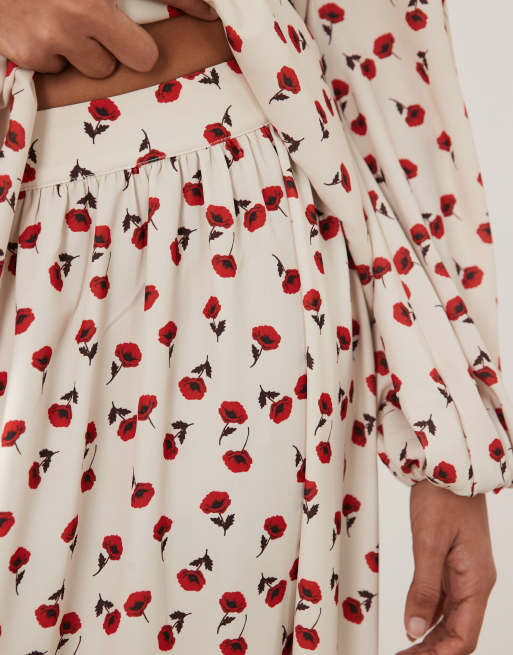 IYAL floaty maxi skirt in cream rose print - part of a set, 2 of 5