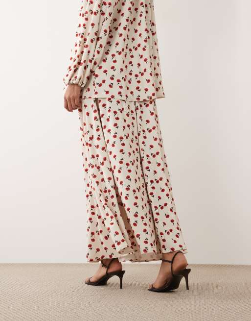 IYAL floaty maxi skirt in cream rose print - part of a set, 3 of 5