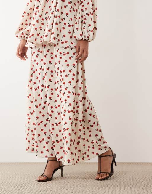 IYAL floaty maxi skirt in cream rose print - part of a set, 4 of 5