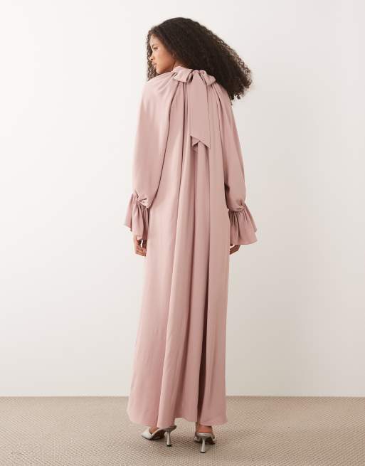 blush pink high neck dress Blush Pink Bridesmaid Dress Chiffon Size 3X