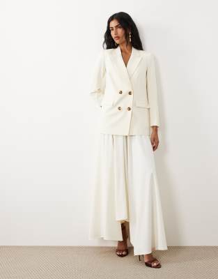 IYAL high waist tiered maxi skirt in cream cream