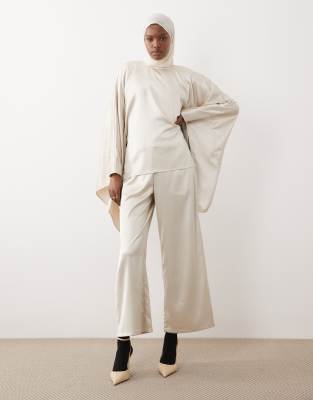 IYAL - Hose aus Satin in Cremeweiß, Kombiteil