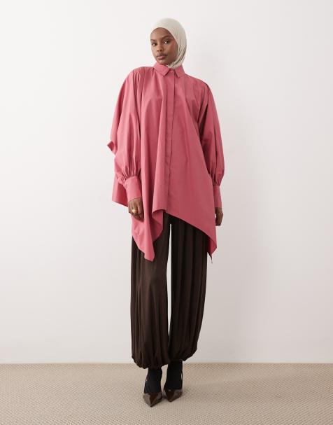 IYAL jersey cuffed balloon leg pants in brown - view 1