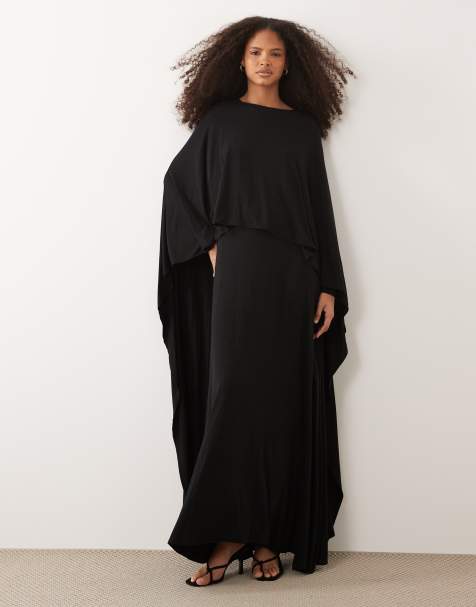 IYAL jersey high low drape detail cape top in black - view 1