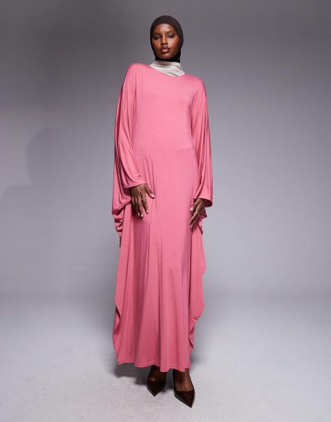 IYAL jersey wide sleeve kaftan maxi dress in pink
