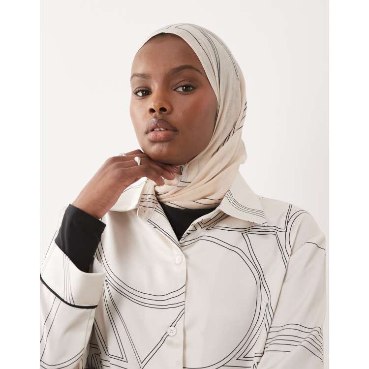 IYAL light weight headscarf in cream abstract print | ASOS