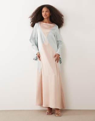 IYAL long batwing sleeves contrast panel detailing maxi dress in multi multi