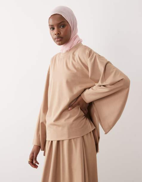 IYAL - Luxe top met wijde mouwen in camel, deel van co-ord set - view 1