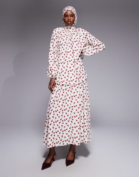 IYAL maxi skirt in cream rose print (part of a set) - view 1