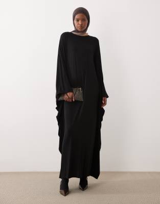 IYAL - Maxikleid im Kaftan-Stil in Schwarz mit weiten Ärmeln
