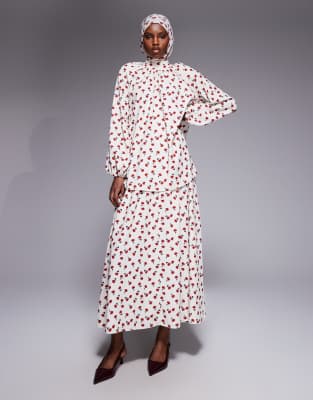 IYAL - Maxirock in Creme mit Rosenmuster, Kombiteil-Bunt