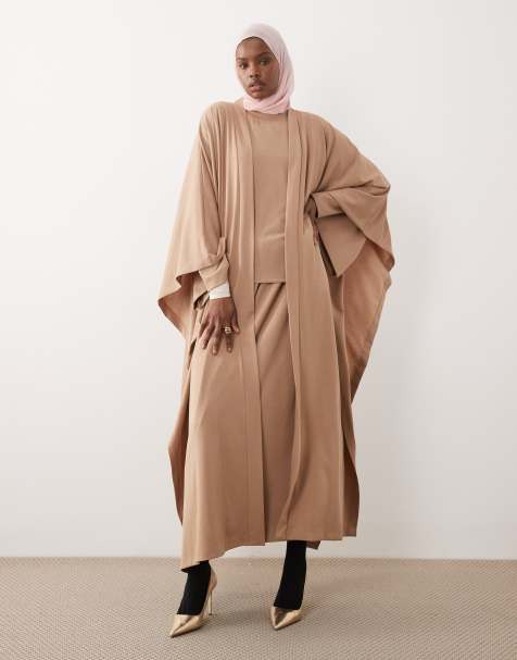 IYAL modal blend maxi kaftan abaya co-ord in camel - view 1