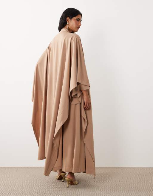 IYAL modal blend maxi kaftan abaya co-ord in camel, 3 of 4