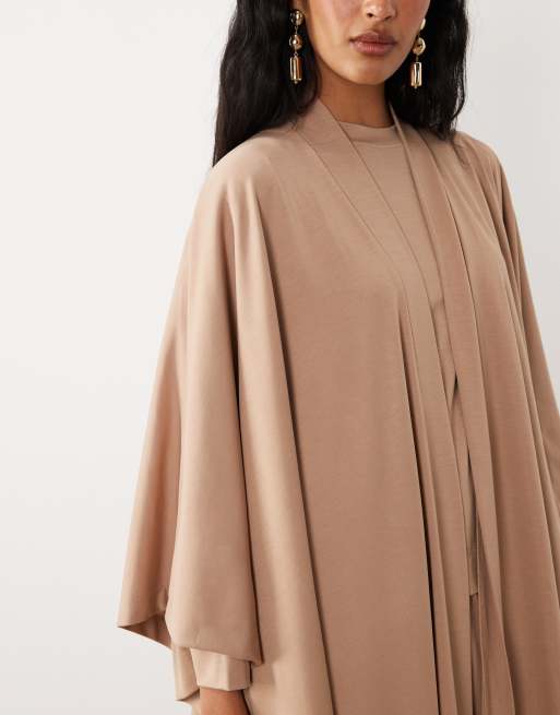 IYAL modal blend maxi kaftan abaya co-ord in camel, 4 of 4
