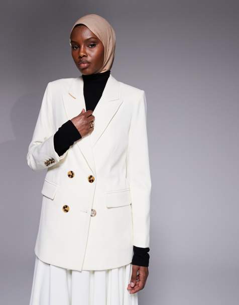 IYAL oversized double breasted blazer in cream - view 1