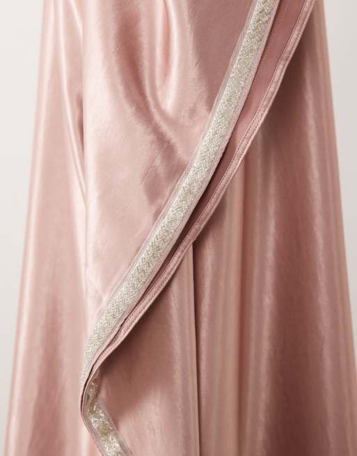 IYAL satin embellished side panel kaftan maxi dress in soft rose, 4 of 4
