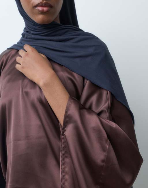 IYAL Satin-Top mit extrem drapierten Ärmeln als Kombiteil in Schokobraun, 3 von 5