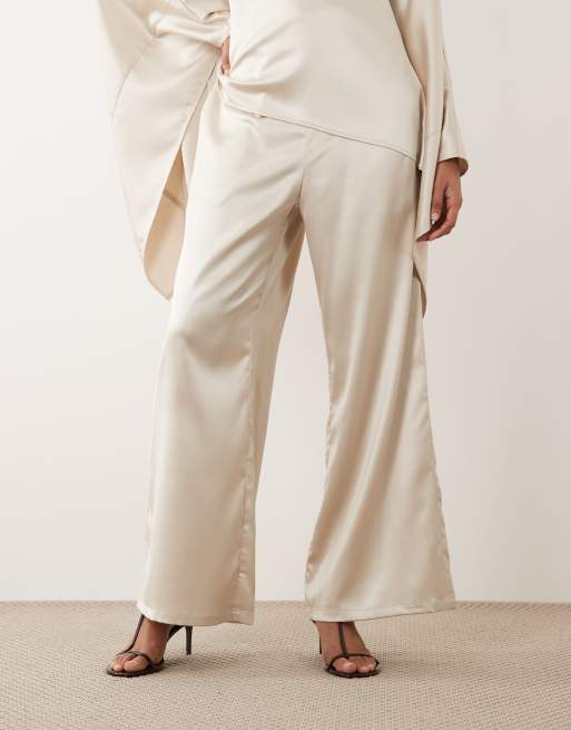 IYAL satin wide leg pants in cream (part of a set), 5 of 5