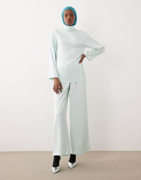 IYAL slim wide leg pants in mint - part of a set - view 1