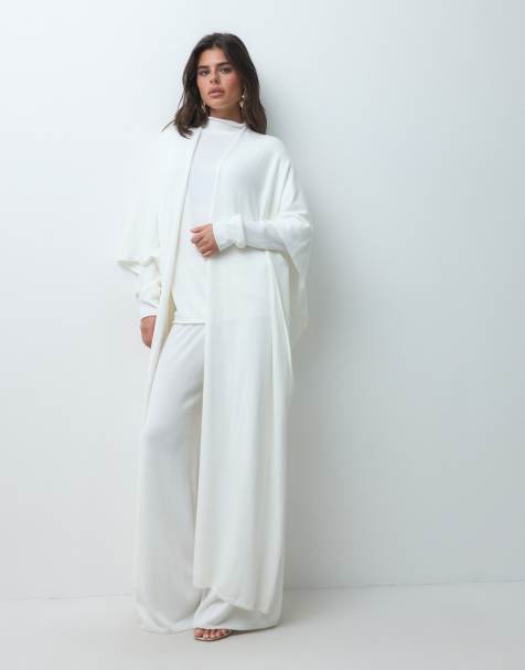IYAL super soft knitted sleeveless maxi cardigan co-ord in cream - view 1