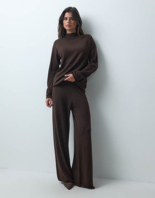 IYAL super soft knitted co-ord in chocolate, 4 af 4