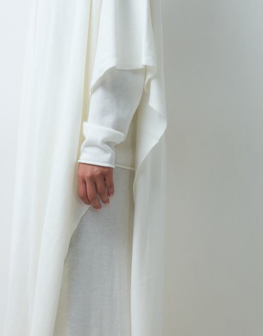 IYAL superweiches gestricktes ärmelloses Maxi-Cardigan-Kombiteil in Cremeweiß, 3 von 4