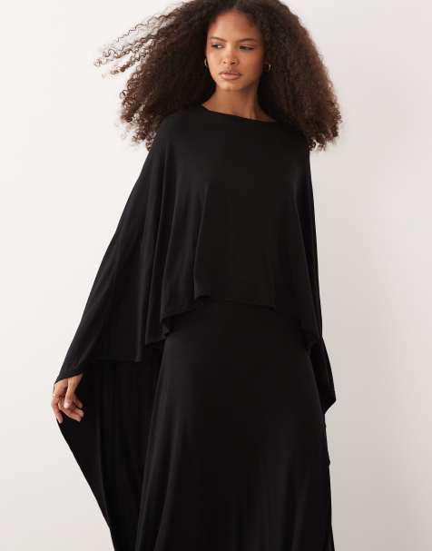 IYAL – Svart, långärmad cape i jersey - view 1