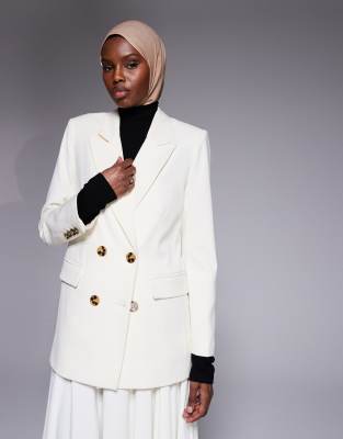 IYAL - Zweireihiger Oversize-Blazer in Cremeweiß