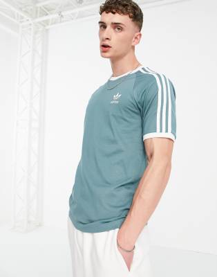 фото Изумрудно-зеленая футболка с тремя полосками adidas originals adicolor-зеленый цвет