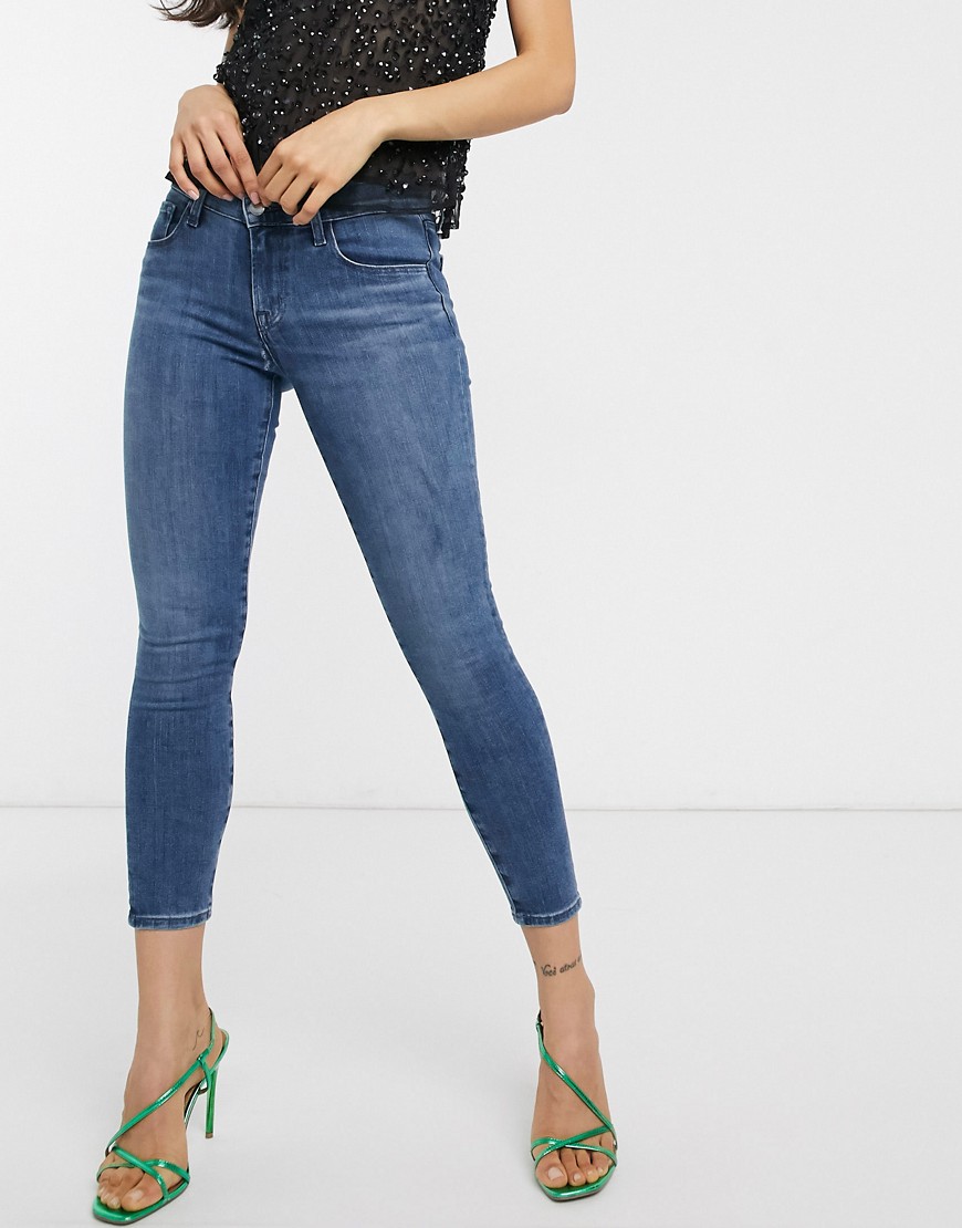 J Brand - 835 - Crop skinny jeans met normale taille in midwash blue-Blauw