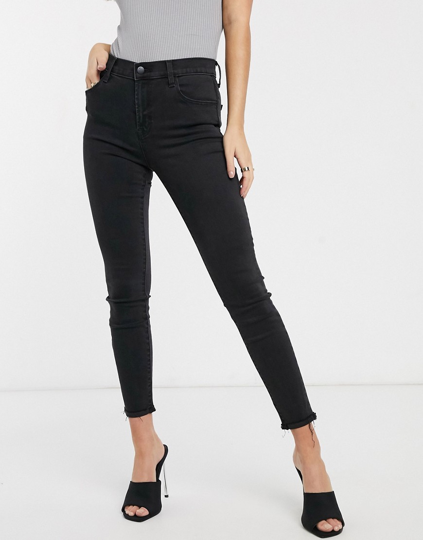 J brand – Alana – Ankellånga skinny jeans med hög midja-Svart