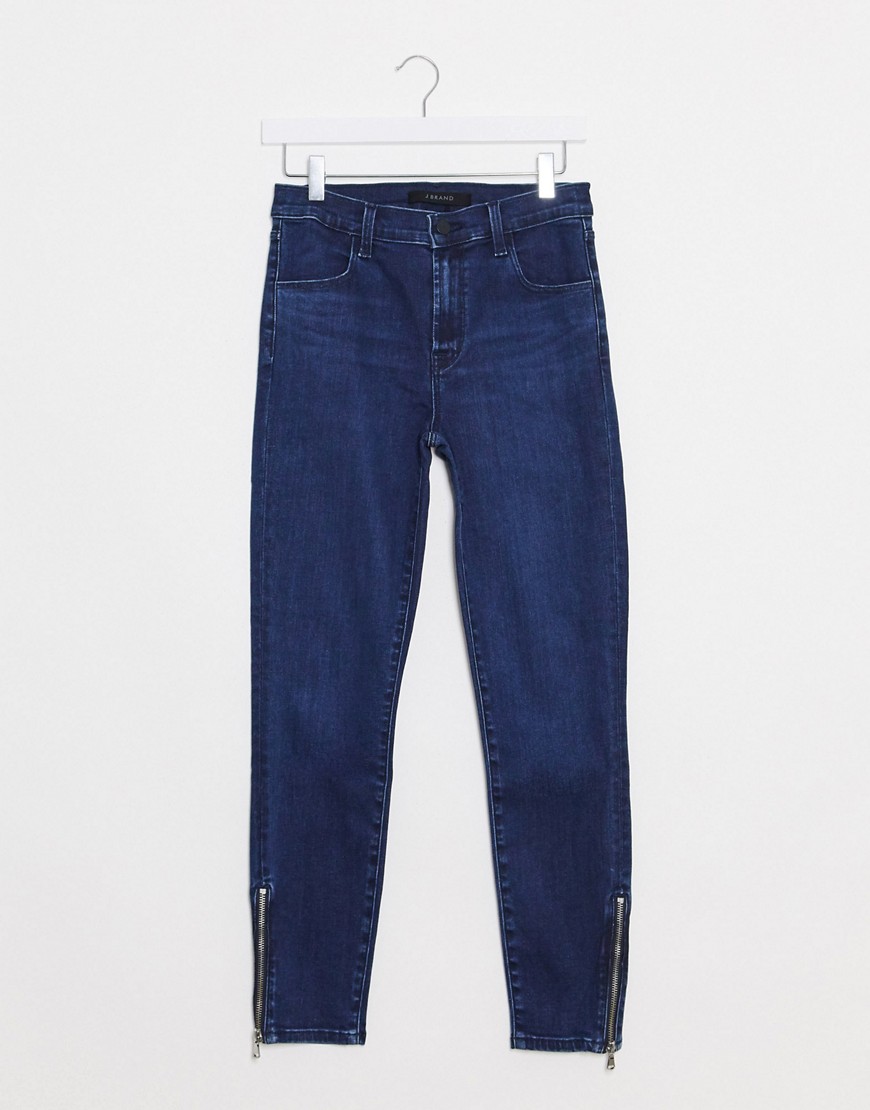 J Brand – Alana – Ankellånga skinny jeans med hög midja-Blå